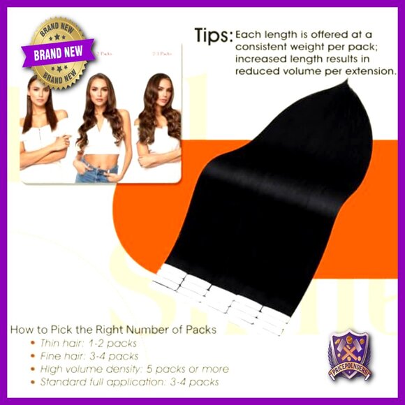 Real Human Hair Tape-In Extensions 24 Inch Straight Seamless Weft main image 4